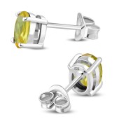 5x7mm Oval Prong-Set Citrine Stone Sterling Silver Stud Earrings - e446